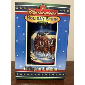 Budweiser Clydesdale Holiday Ceramic Beer Stein Guiding The Way Home 2002 New